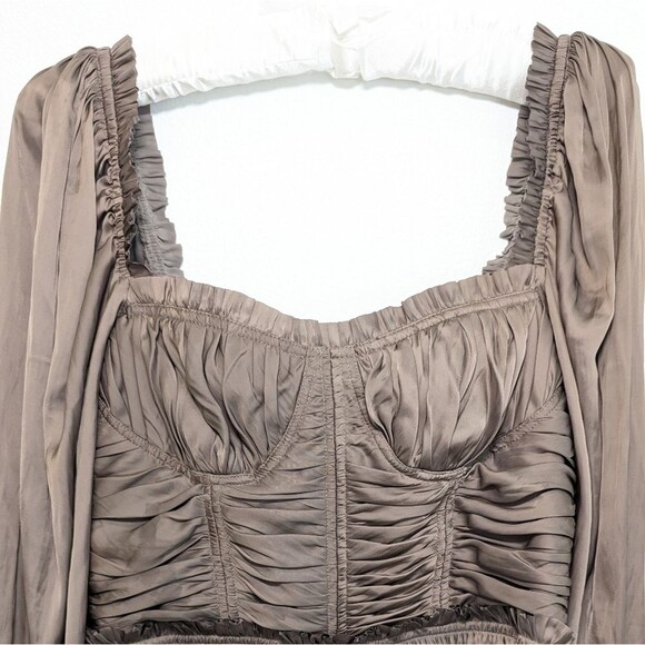 NWT Ulla Johnson Mia Satin Sweetheart Blouse in Mica - Picture 5 of 14